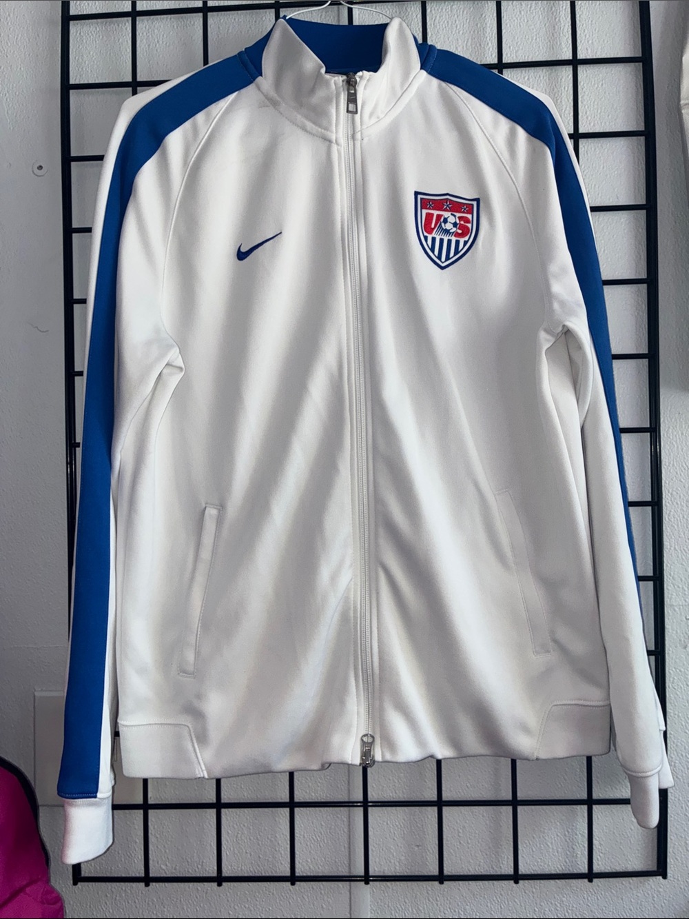 Nike White and Royal Blue USA Track Jacket